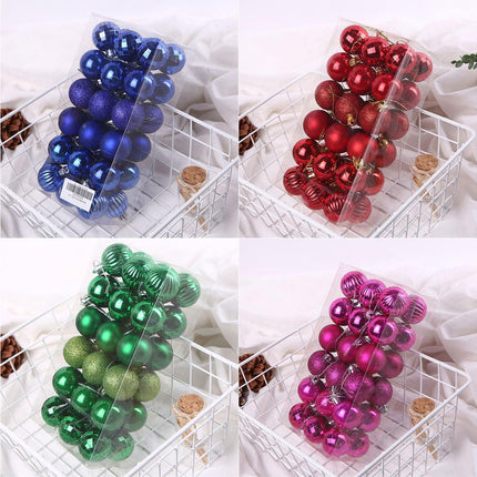 36Pcs Christmas Tree Balls Festival Home Party Mall Xmas Hanging Decor Ornament-Red.