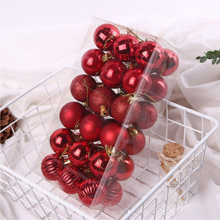 36Pcs Christmas Tree Balls Festival Home Party Mall Xmas Hanging Decor Ornament-Red.