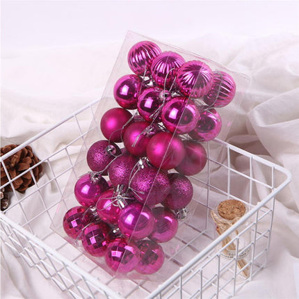 36Pcs Christmas Tree Balls Festival Home Party Mall Xmas Hanging Decor Ornament-Red.