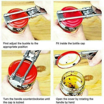 Adjustable Stainless Steel Can Opener, Multi-Function Jar & Bottle Opener.