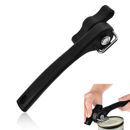 Manual Stainless Steel Can Opener, No Sharp Edges, Black, Restaurant & Kitchen Use.