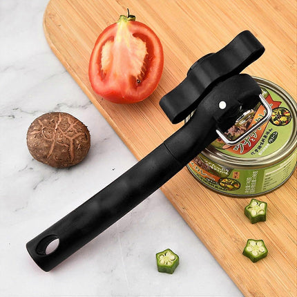 Manual Stainless Steel Can Opener, No Sharp Edges, Black, Restaurant & Kitchen Use.