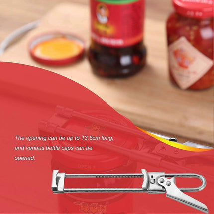 Adjustable Jar & Can Opener, Arthritis Friendly, Stainless Steel.