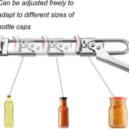 Adjustable Jar & Can Opener, Arthritis Friendly, Stainless Steel.
