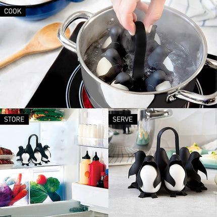 Penguin-Shaped 3-in-1 Boiled Egg Cooker, Premium Design.
