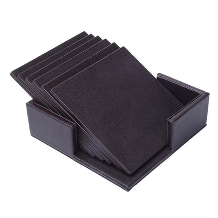 6Pcs Faux Leather Marble Coasters Cup Mat Pad Holder Placemat Dining Table Decor- B.