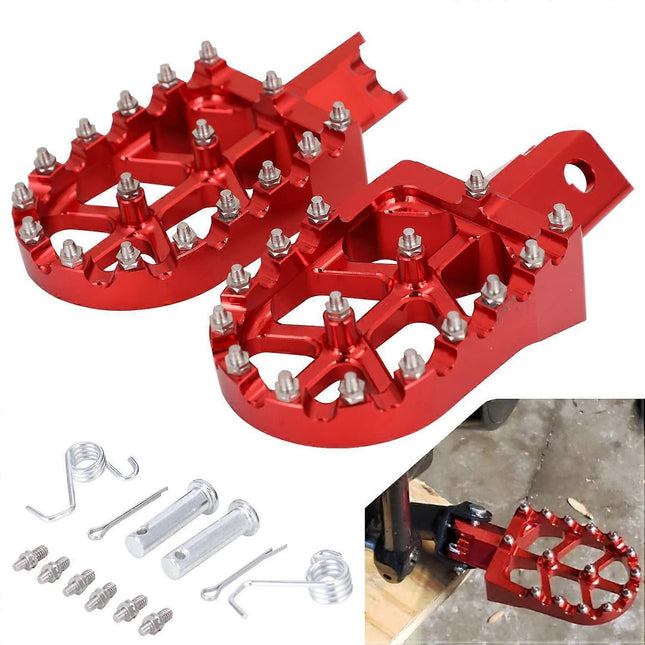 Red Motorcycle Foot Rests for Dirt Bike.