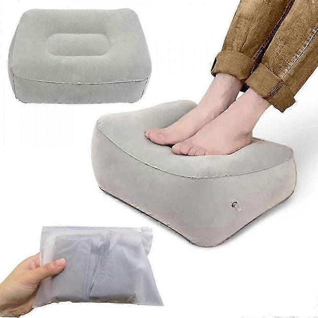 Inflatable Flocking Fabric Foot Rest, Airplane/Car/Office Use.