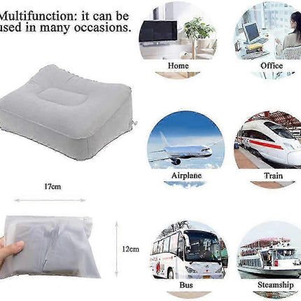 Inflatable Flocking Fabric Foot Rest, Airplane/Car/Office Use.