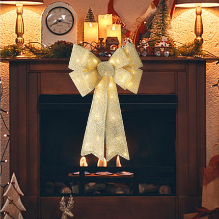 Xmas Tree Wreath Bow Pendant for Party-Golden.
