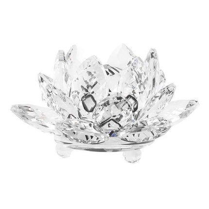 Artificial Quartz Crystal Lotus Flower Figurine Wedding Party Decor Souvenir-White.