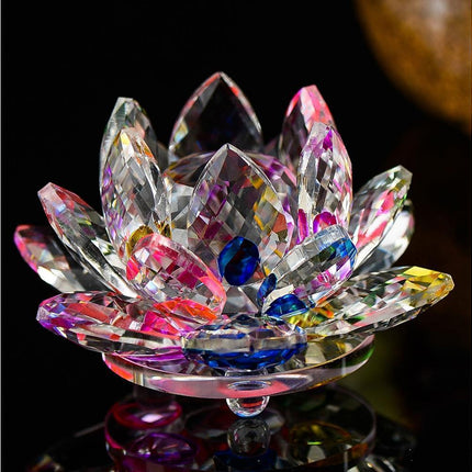 Artificial Quartz Crystal Lotus Flower Figurine Wedding Party Decor Souvenir-White.