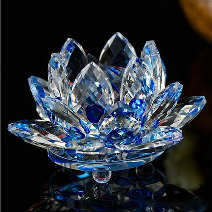 Artificial Quartz Crystal Lotus Flower Figurine Wedding Party Decor Souvenir-White.