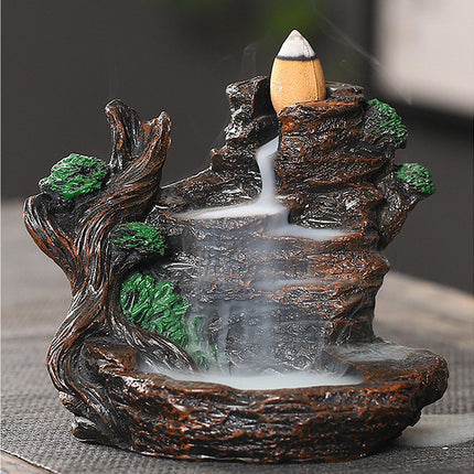 Resin Mountains Rivers Incense Burners Holder Censer Aromatherapy Home Decor- 12.