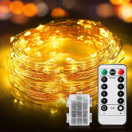 100 LED String Lights 10M, IP65 Waterproof, 8 Modes, Battery Operated.