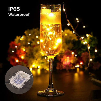 100 LED String Lights 10M, IP65 Waterproof, 8 Modes, Battery Operated.