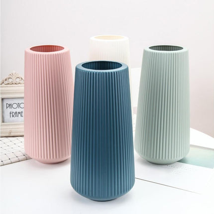 Plastic Nordic Style Vase Dried Flower Arrangement Pot Holder Home Office Decor-Milky White.