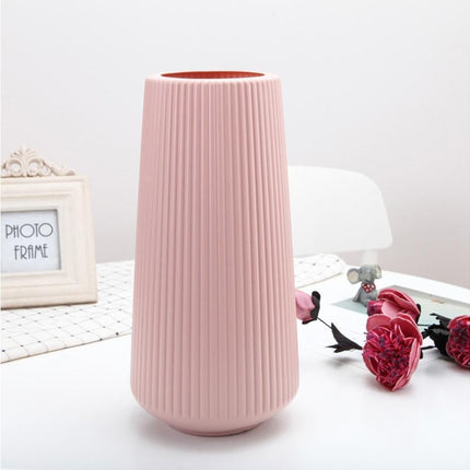 Plastic Nordic Style Vase Dried Flower Arrangement Pot Holder Home Office Decor-Milky White.