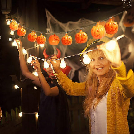 Halloween Pumpkin LED String Lights, 10 Bulbs, Room Decoration.