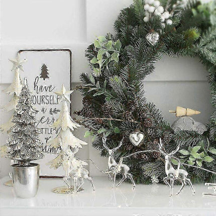 Christmas Reindeer LED String Lights, Battery Powered Warm White, 10 LEDs.