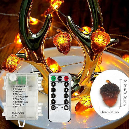 Acorn LED String Lights, 20 LEDs, 6.5ft Battery Powered Fairy Lights.