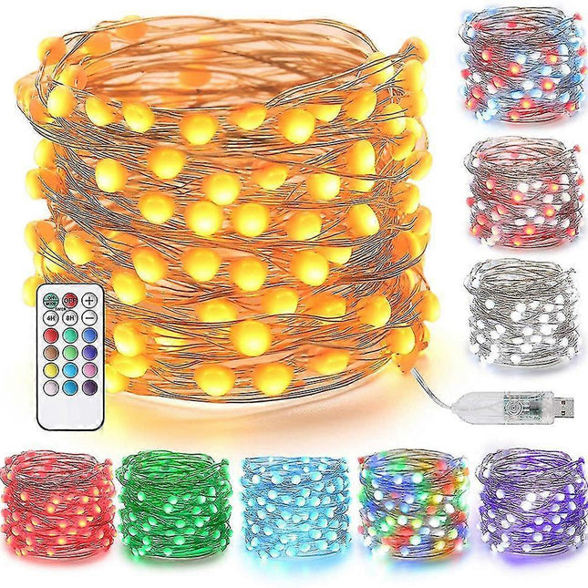 33ft 100 LED Color Changing USB String Lights with Remote, Twinkle Fairy.