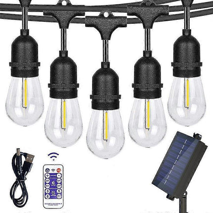15M Outdoor Patio LED String Lights, IP65, S14 Bulbs, Expandable.
