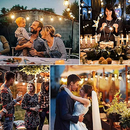 15M Outdoor Patio LED String Lights, IP65, S14 Bulbs, Expandable.