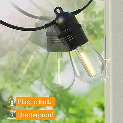 15M Outdoor Patio LED String Lights, IP65, S14 Bulbs, Expandable.