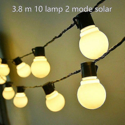 Solar Powered Patio LED String Lights, Waterproof Outdoor Bulbs 10 LEDs.