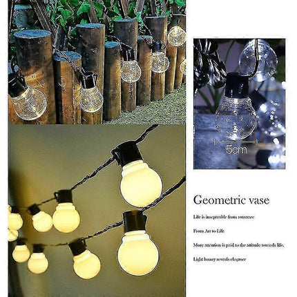 Solar Powered Patio LED String Lights, Waterproof Outdoor Bulbs 10 LEDs.