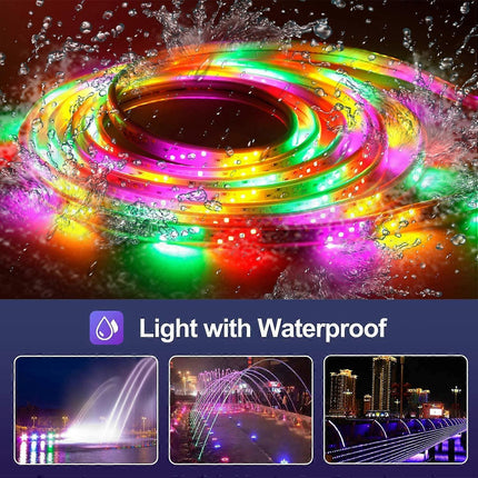 10M Waterproof RGB LED String Lights, 300 LEDs with Bluetooth Controller.