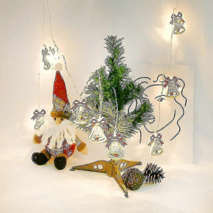 Colorful Bell LED String Lights, 10 LEDs, Battery Powered Christmas Decor.