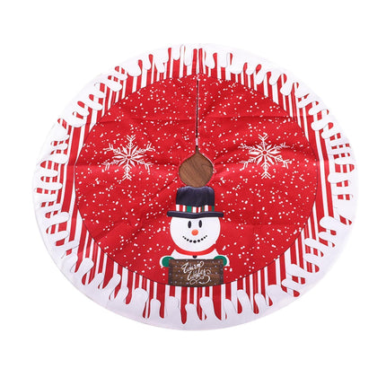 Round Elk/Santa/Snowman Print Xmas Tree Skirt Cover Floor Carpet Christmas Decor-B.