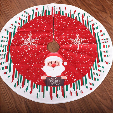 Round Elk/Santa/Snowman Print Xmas Tree Skirt Cover Floor Carpet Christmas Decor-B.