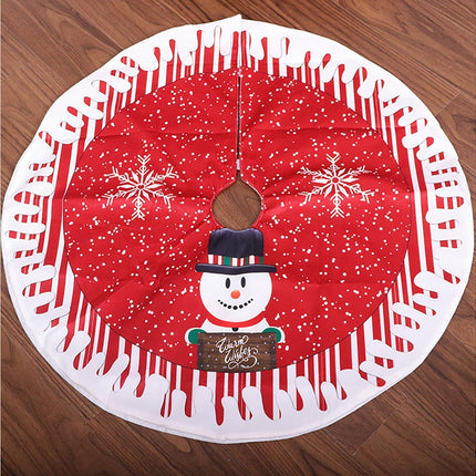 Round Elk/Santa/Snowman Print Xmas Tree Skirt Cover Floor Carpet Christmas Decor-B.