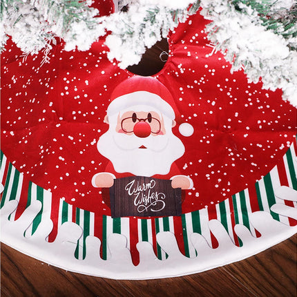 Round Elk/Santa/Snowman Print Xmas Tree Skirt Cover Floor Carpet Christmas Decor-B.