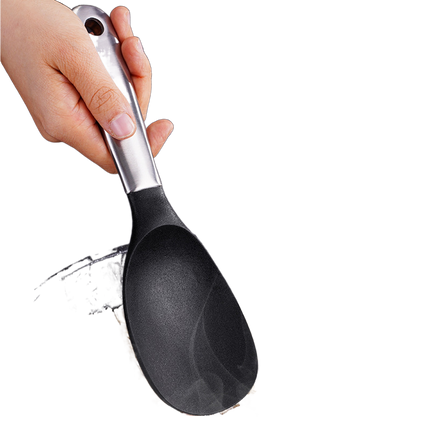 Scoop Thickened Anti-slip Stainless Steel Practical Rice Spoon for Kitchen-Black.