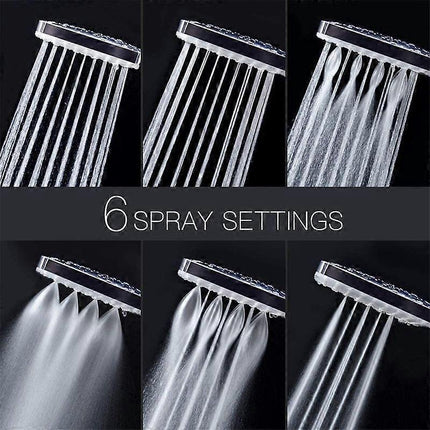Rain Shower Head with Handheld, 6 Jet Types, High Pressure Water Saving.
