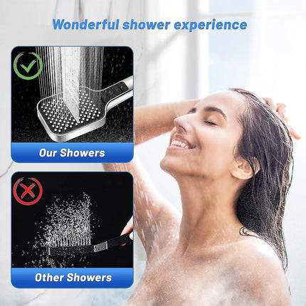 Square Handheld Shower Head, 7 Spray Modes, Adjustable Universal.