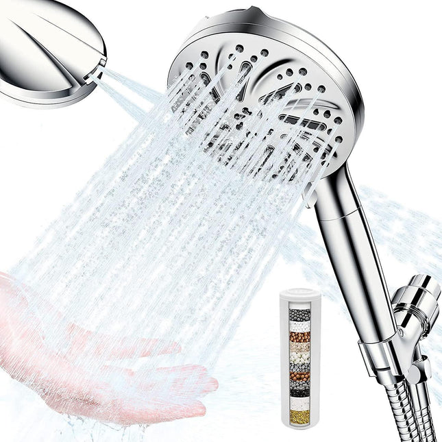 Shower Head with 15-Stage Filter, 10 Jet Modes, Anti-Limescale.