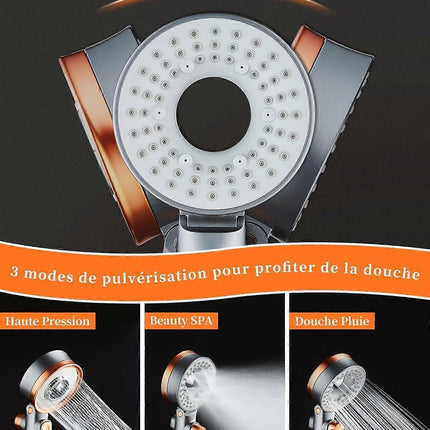 Water Saving Anti-Limescale Shower Head with Filter, 3 Modes SPA.