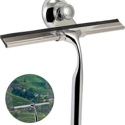 Stainless Steel Shower Squeegee with Wall Hanger, No Drill Glass/Window Wiper.