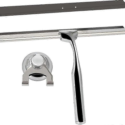 Stainless Steel Shower Squeegee with Wall Hanger, No Drill Glass/Window Wiper.