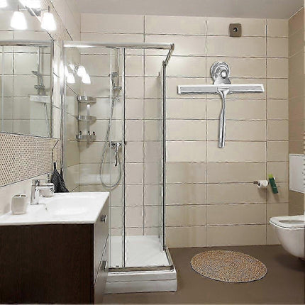 Stainless Steel Shower Squeegee with Wall Hanger, No Drill Glass/Window Wiper.