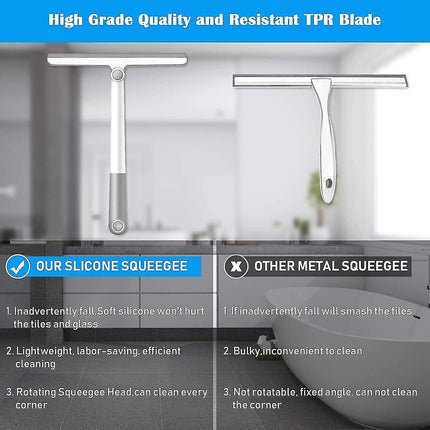Silicone Shower Squeegee with Rotating Handle for Bathroom/Window.