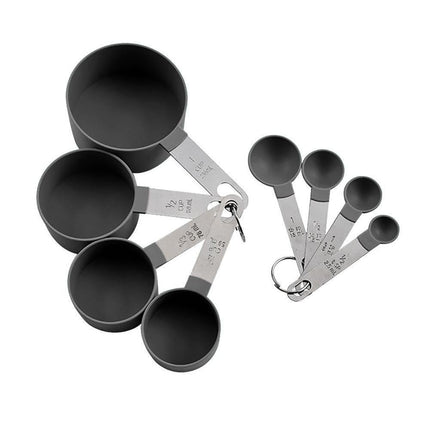 8Pcs/Set Stainless Steel Handle Measuring Spoons Baking Cooking Scale Scoop-Green.