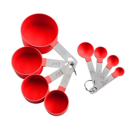 8Pcs/Set Stainless Steel Handle Measuring Spoons Baking Cooking Scale Scoop-Green.