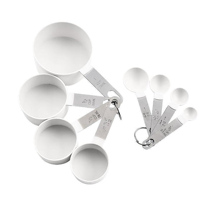 8Pcs/Set Stainless Steel Handle Measuring Spoons Baking Cooking Scale Scoop-Green.