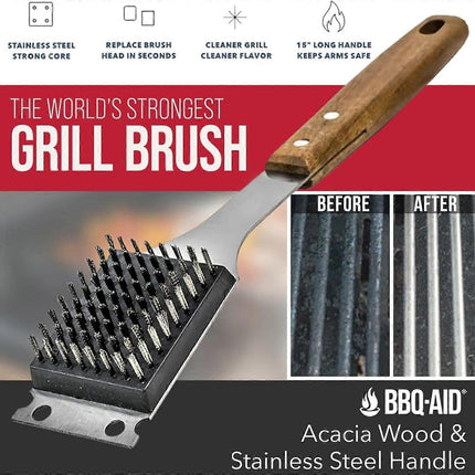 Triple Grill Cleaning Brush with Scraper, BBQ Tool.